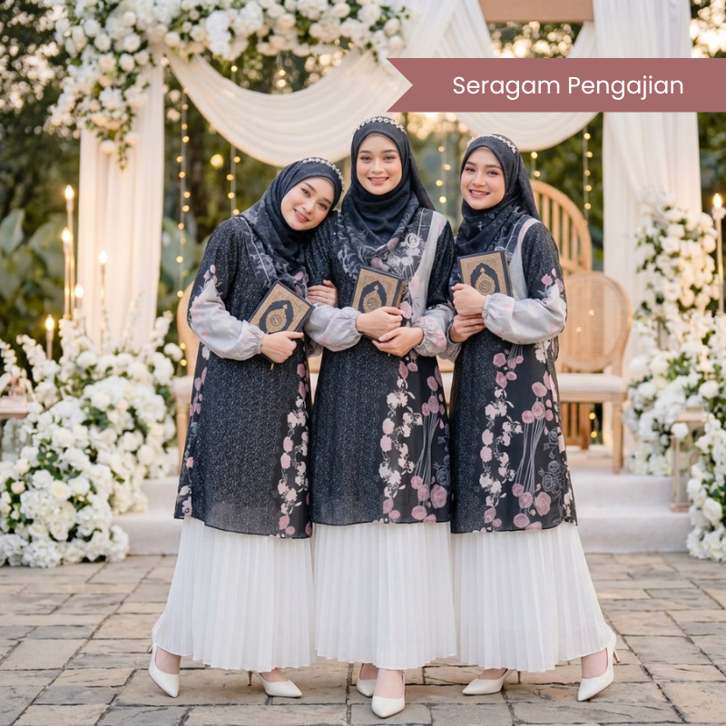 SQUADA ADIWARNA SERIES - Atasan Tunic Wanita Chiffon Cherry Premium Mix Furing Rayon High Quality
