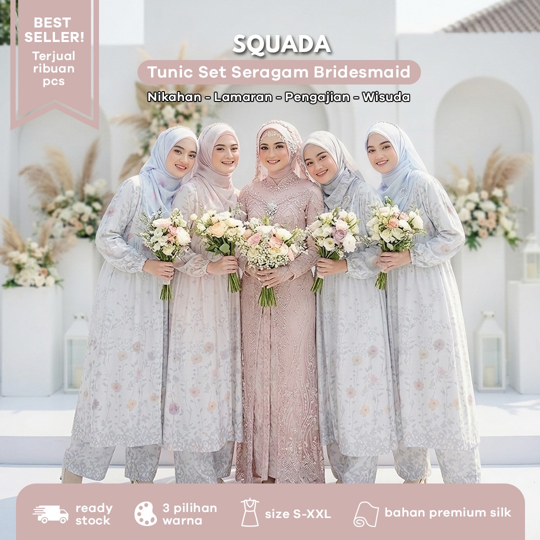 SQUADA TERALA SERIES - One Set Long Tunic and Culotte Wanita Mary Silk Premium High Quality