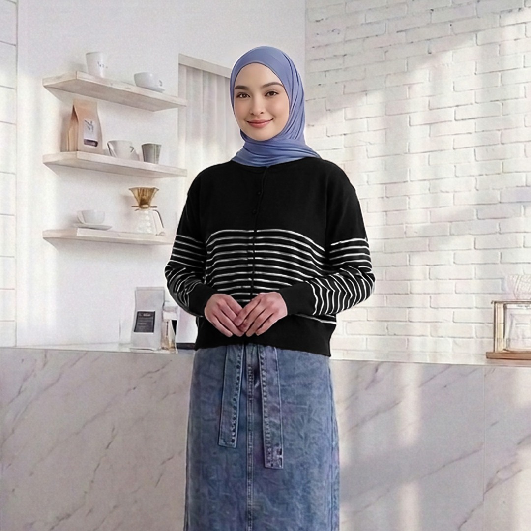 SQUADA | SALLY STRIPE COTTON KNIT CARDIGAN
