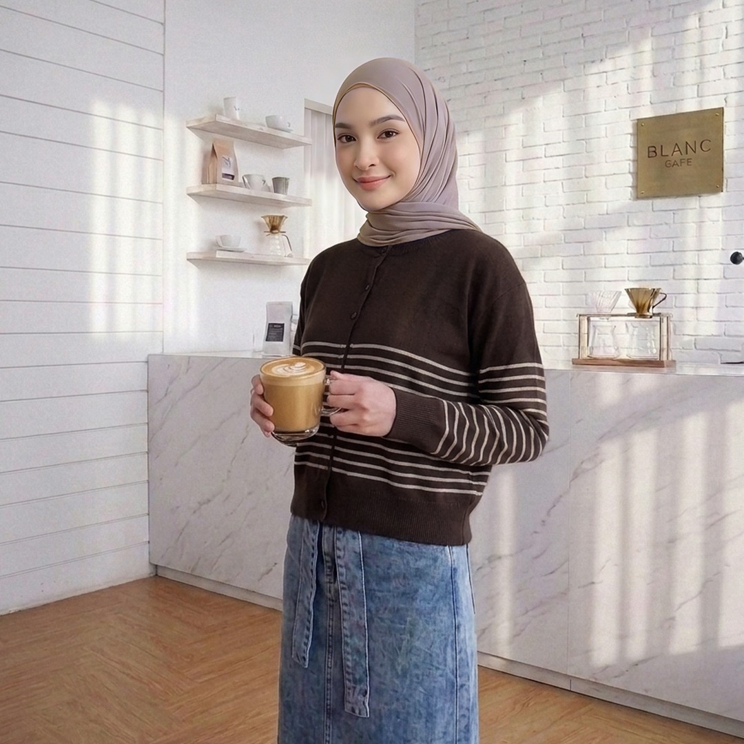 SQUADA | SALLY STRIPE COTTON KNIT CARDIGAN
