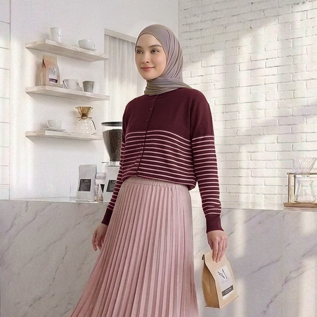 SQUADA | SALLY STRIPE COTTON KNIT CARDIGAN