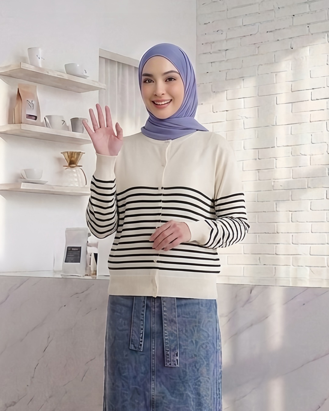 SQUADA | SALLY STRIPE COTTON KNIT CARDIGAN