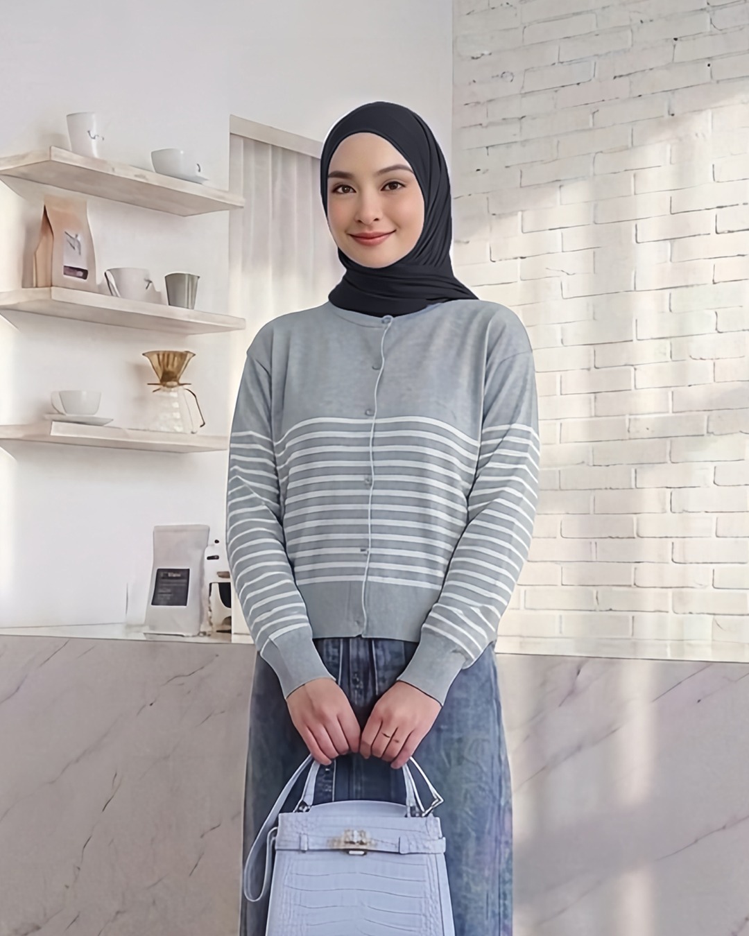 SQUADA | SALLY STRIPE COTTON KNIT CARDIGAN