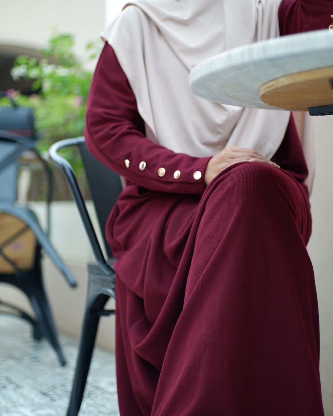 MAHIRA ABAYA KNIT - ABAYA UMROH & HAJI - DRESS ABAYA KAOS KNIT PREMIUM - ABAYA RAJUT GOLD BUTTON BUSUI