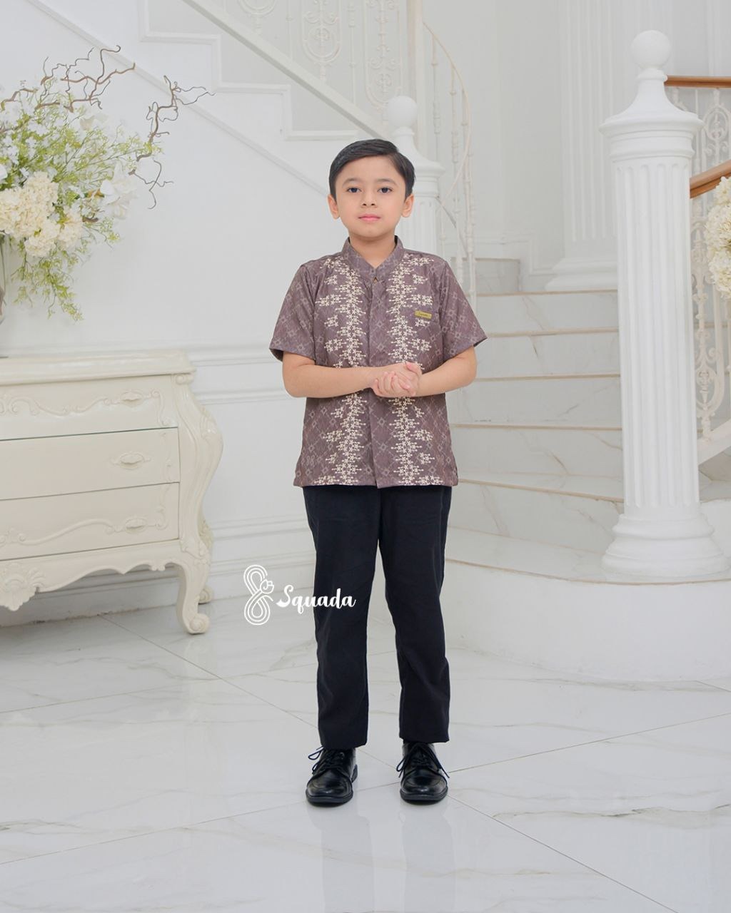 SQUADA | Kemeja Kurta Anak Baju Koko Katun Premium Couple Lebaran Umroh Pesta Nikahan