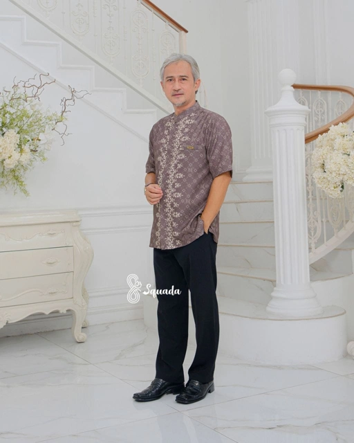 Image of SQUADA | Kemeja Kurta Dewasa Baju Koko Katun Premium Couple Lebaran Umroh Pesta Nikahan Lamaran Jumbo Size Sapphire Arunika Adiwarna