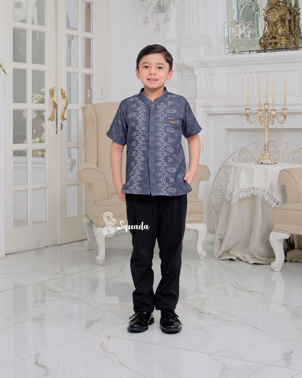 SQUADA | Kemeja Kurta Anak Baju Koko Katun Premium Couple Lebaran Umroh Pesta Nikahan