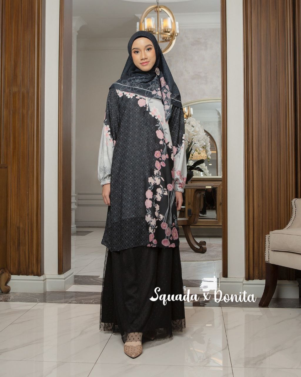 SQUADA | One Set Tunic Stelan Silk Premium Set Kulot Pesta Kondangan Nikahan Lamaran Jumbo Size