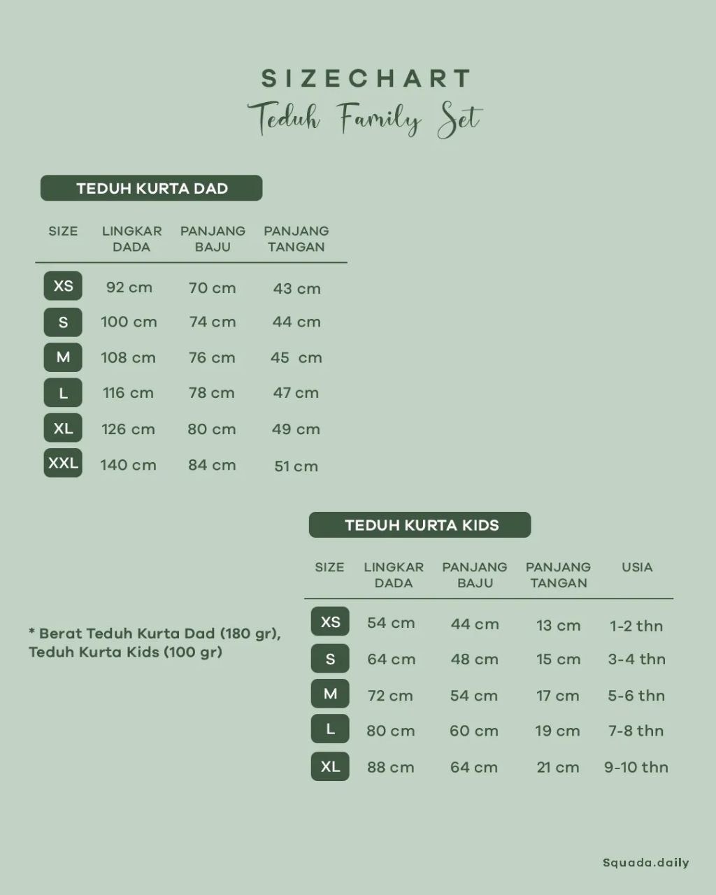 TEDUH FAMILY SET (SOFT GREEN)