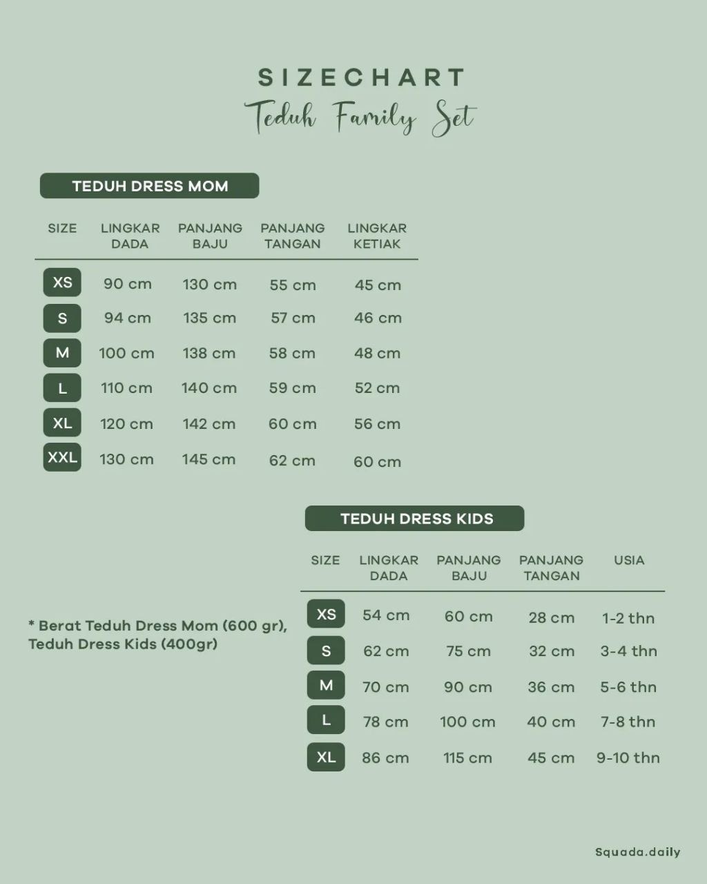 TEDUH FAMILY SET (SOFT GREEN)