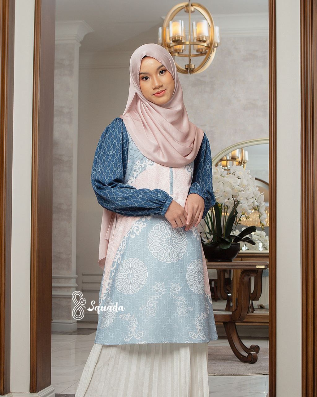 SQUADA | One Set Tunic Stelan Silk Premium Set Kulot Pesta Kondangan Nikahan Lamaran Jumbo Size