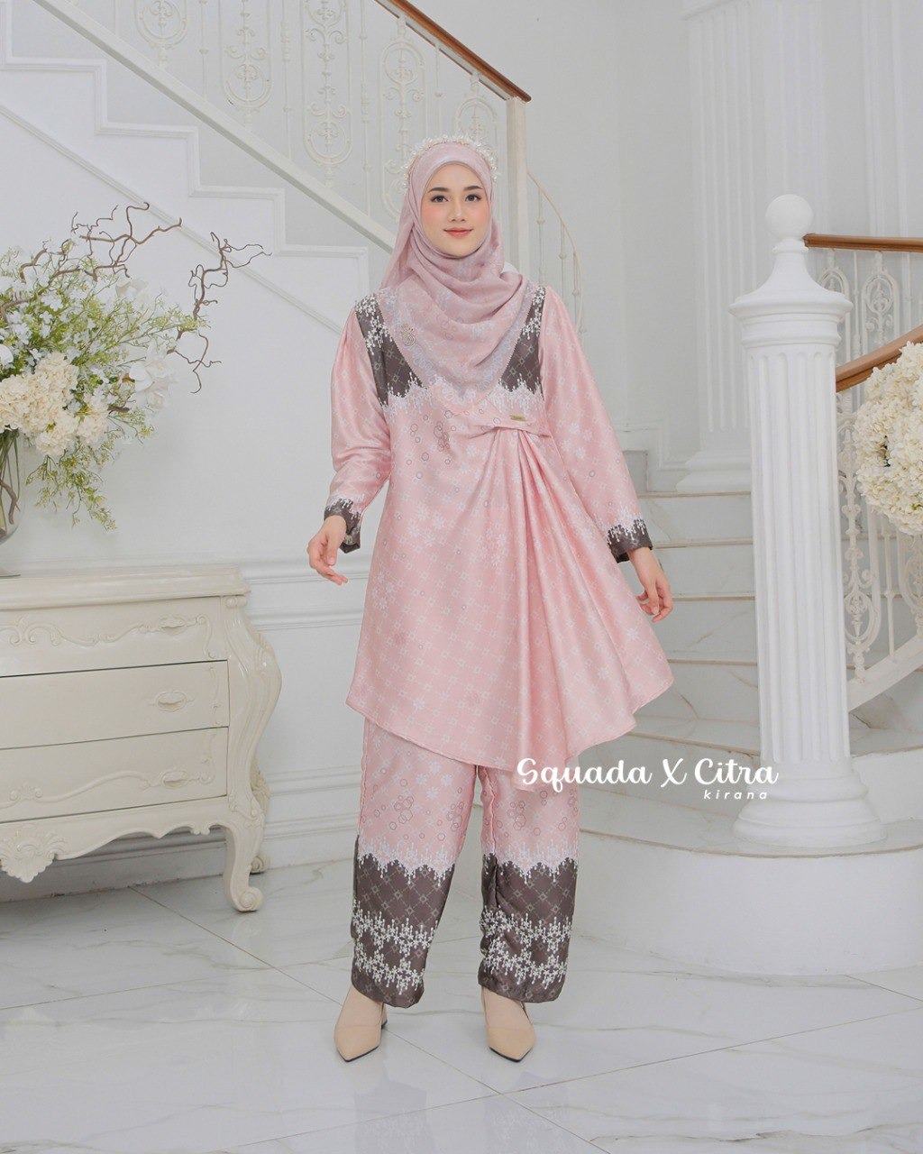 SQUADA | One Set Tunic Stelan Silk Premium Set Kulot Pesta Kondangan Nikahan Lamaran Jumbo Size