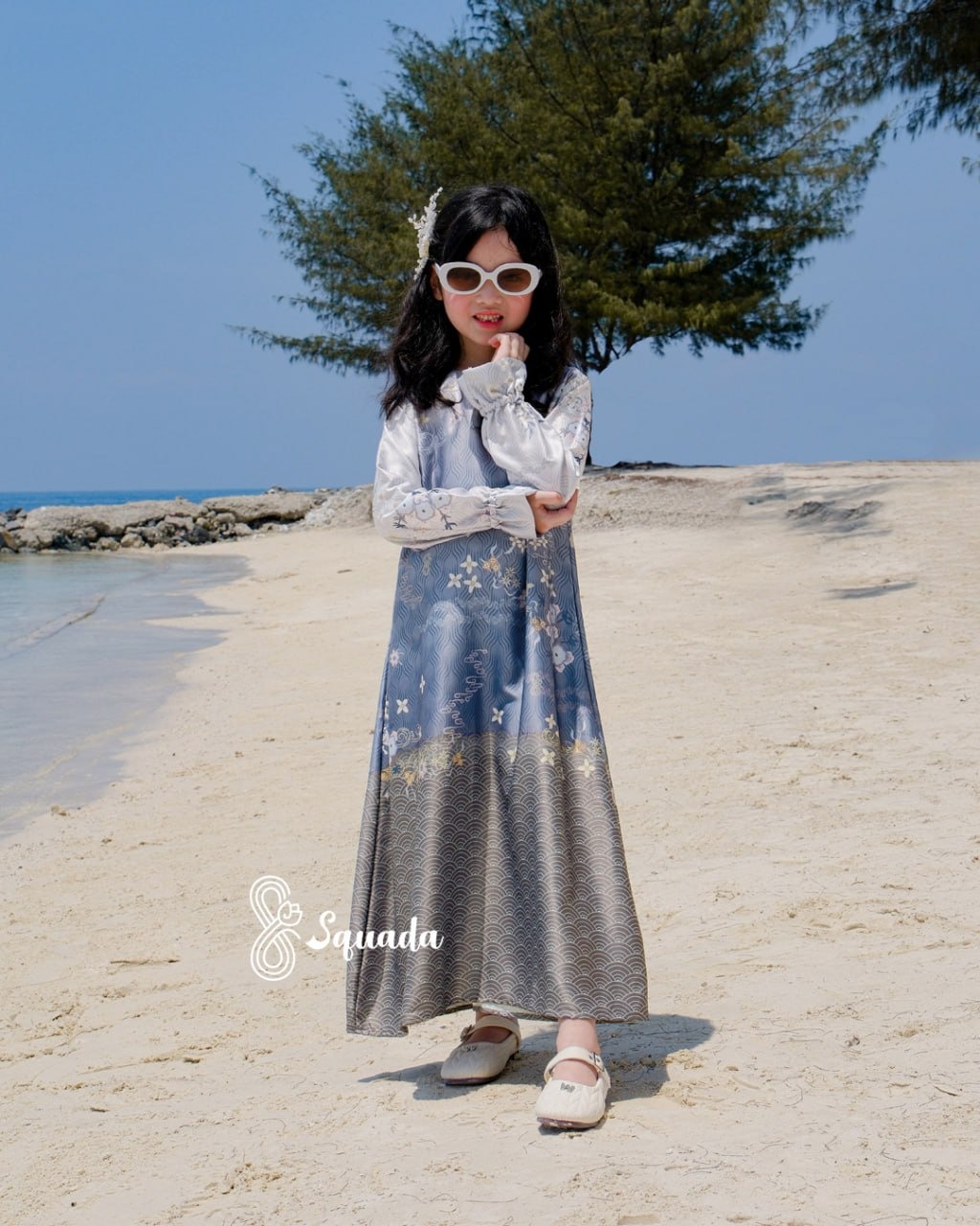 SQUADA | Dress Anak Silk Premium Gamis Motif Couple Lebaran Umroh Pesta Nikahan