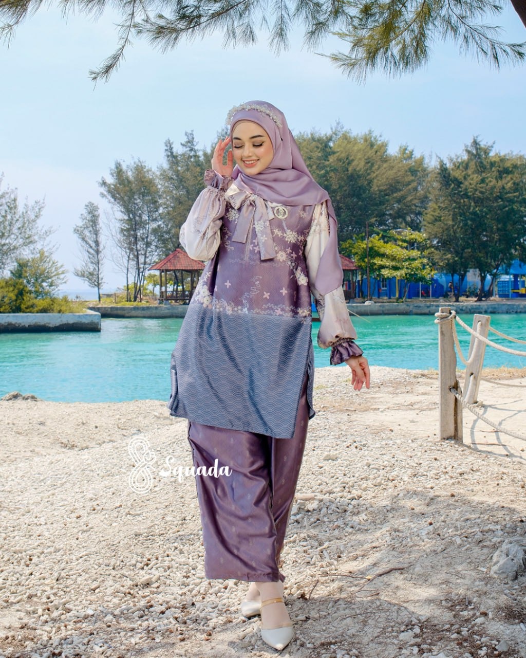 SQUADA | One Set Tunic Stelan Silk Premium Set Kulot Pesta Kondangan Nikahan Lamaran Jumbo Size