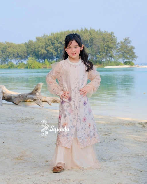Image of SQUADA | Dress Anak Silk Premium Gamis Motif Couple Lebaran Umroh Pesta Nikahan