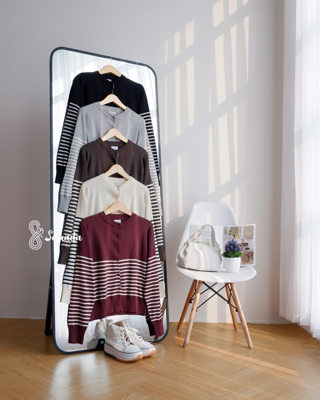 SQUADA | SALLY STRIPE COTTON KNIT CARDIGAN