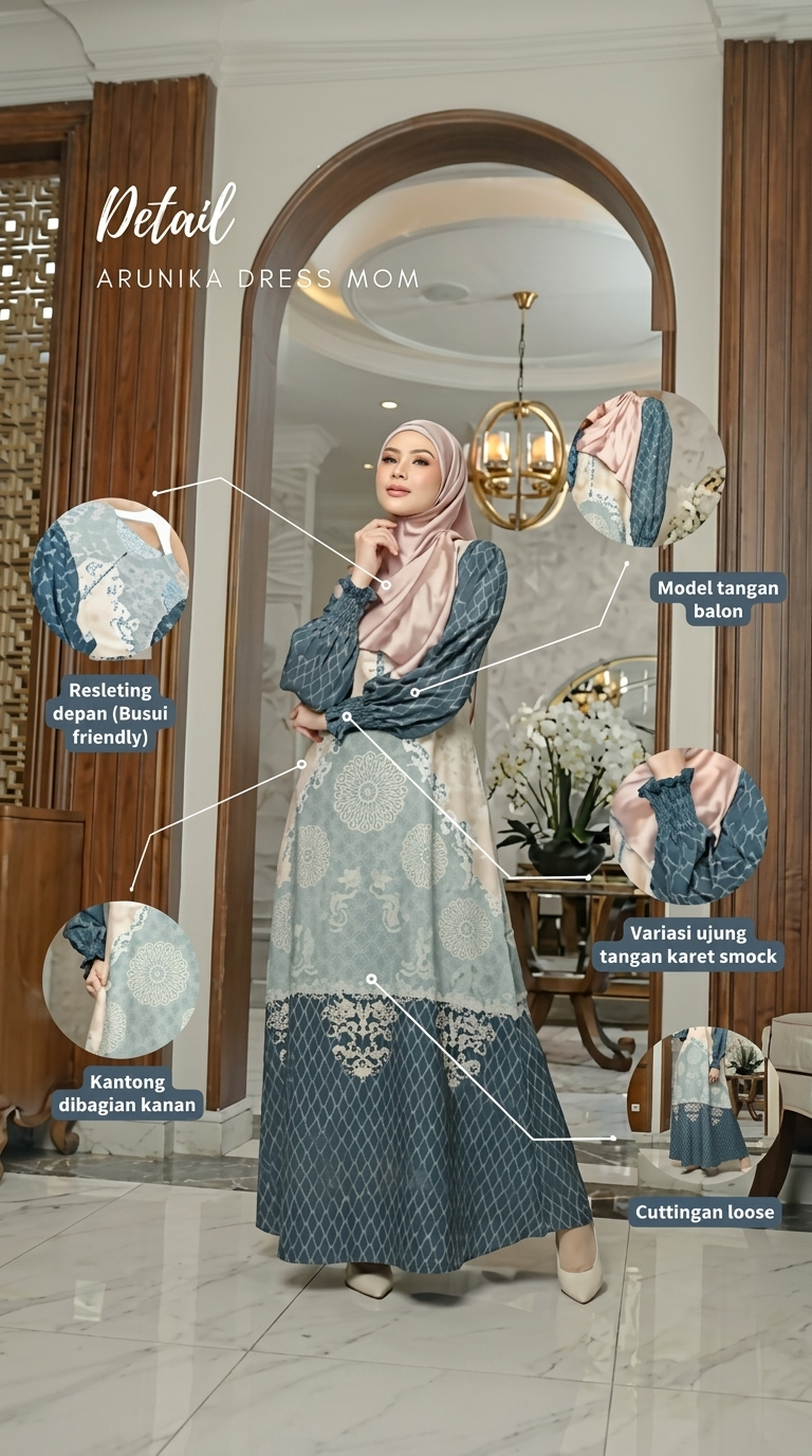SQUADA ARUNIKA SERIES - Dress Wanita Viscose Dobby Premium High Quality