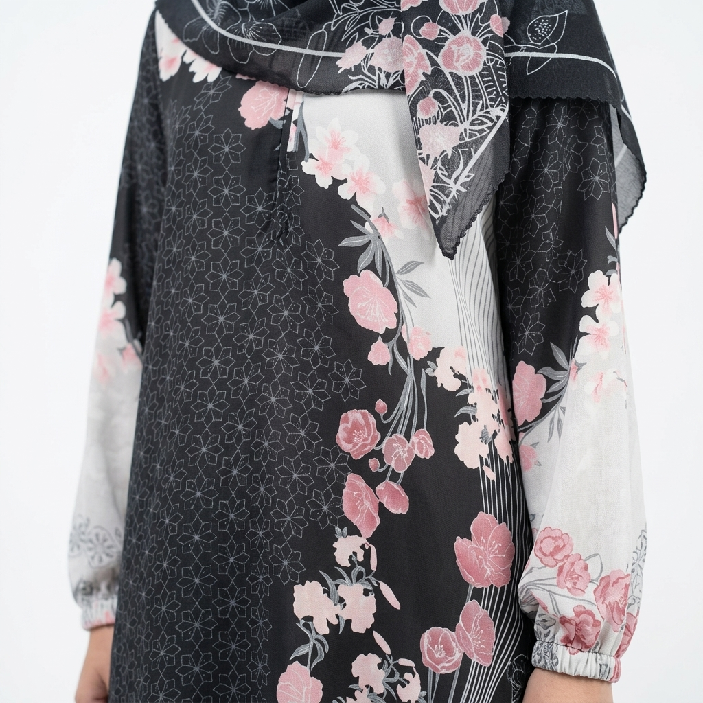 SQUADA ADIWARNA SERIES - Atasan Tunic Wanita Chiffon Cherry Premium Mix Furing Rayon High Quality