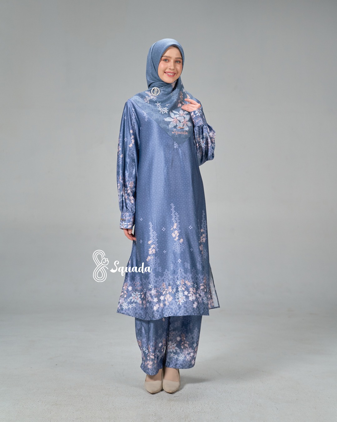 SQUADA | One Set Tunic Stelan Silk Premium Set Kulot Pesta Kondangan Nikahan Lamaran Jumbo Size