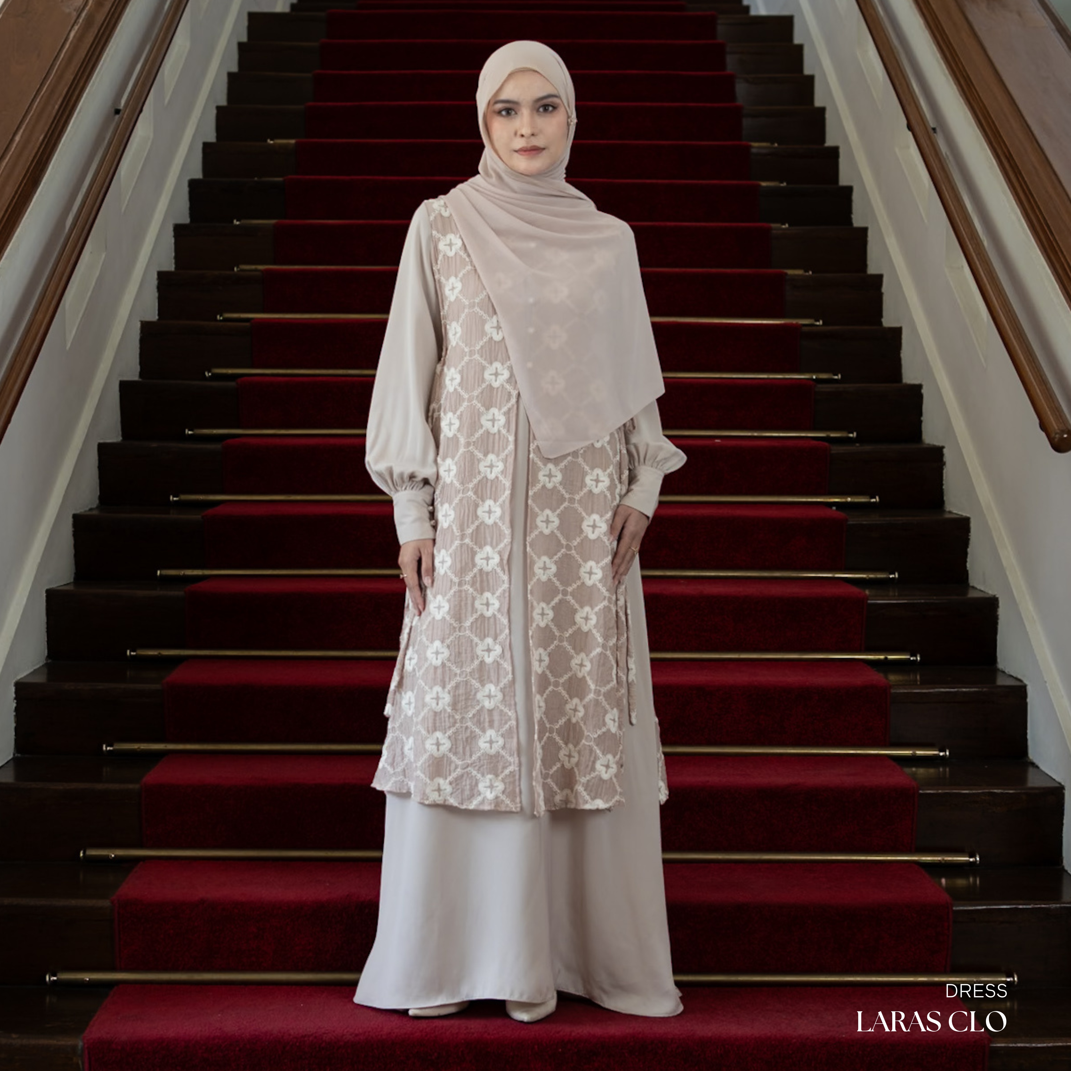 Evolvere - Laras Dress Motif Flora / Clo Gamis Rompi Lebaran Gamis Melayu