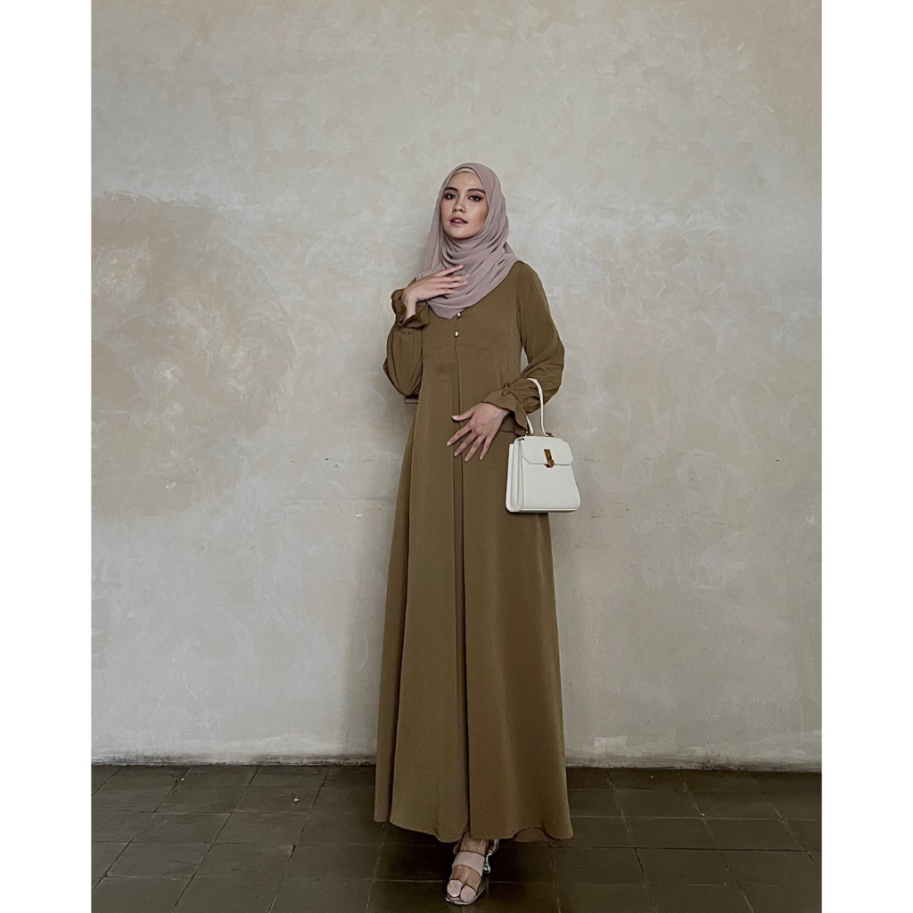 Evolvere - Airin Dress Shine Lux Fashion Gamis Muslim Wanita Busui Friendly (A)