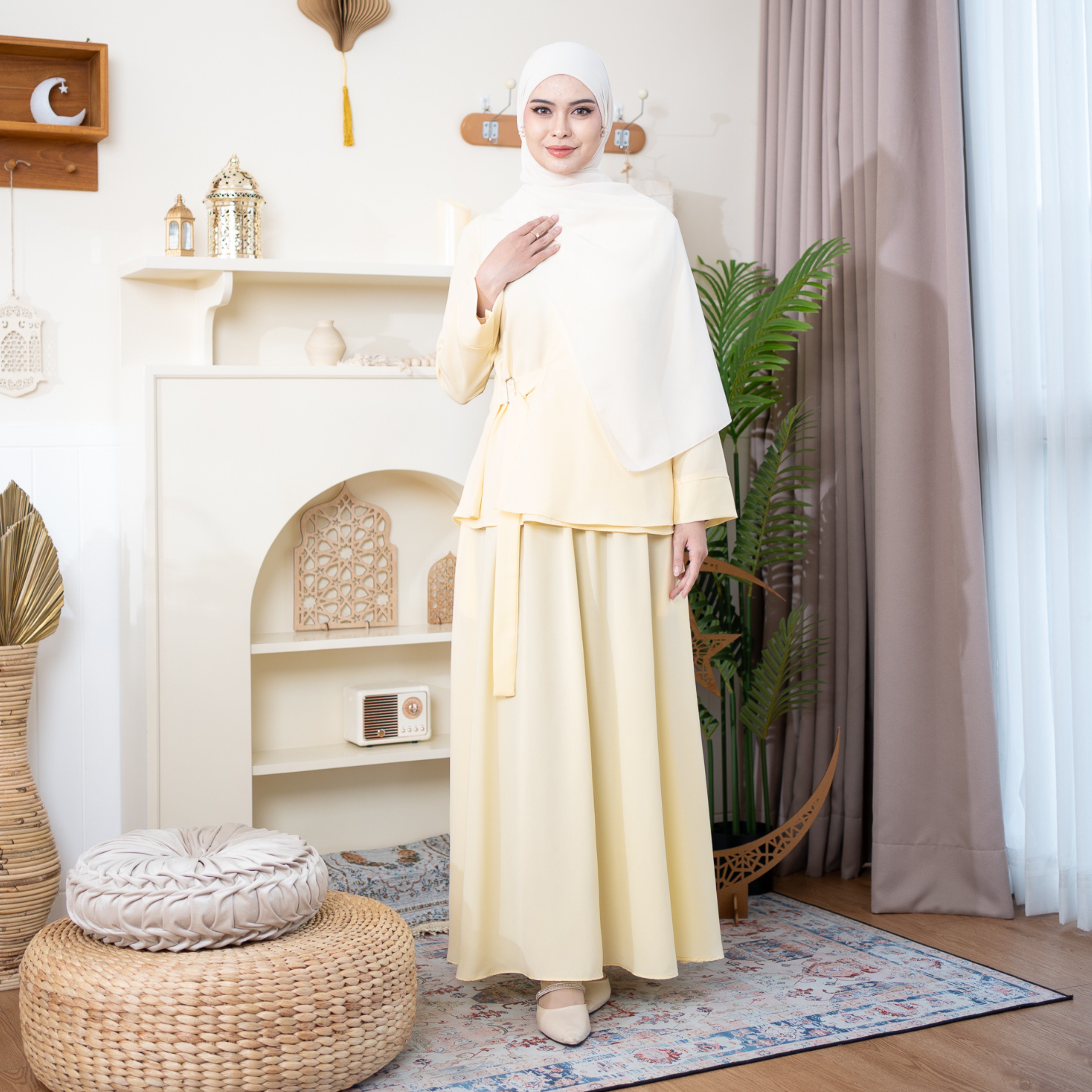 Evolvere-Pamela One Set Setelan Rok Muslim Elegant dan Simple ( Atasan dan Rok )