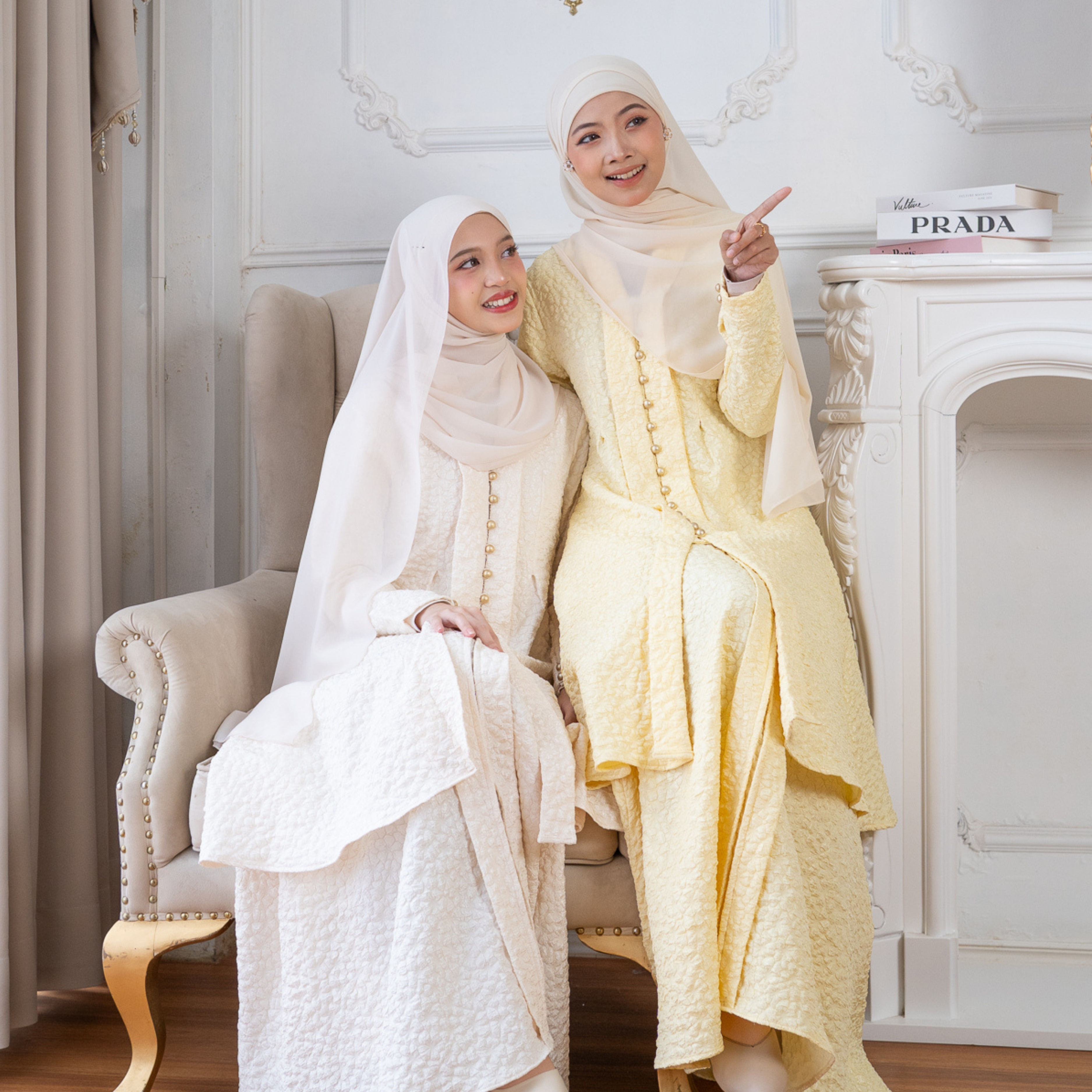 Evolvere - Rumi Setelan Kebaya Motif Flora Stelan Baju Kurung BRIGHT