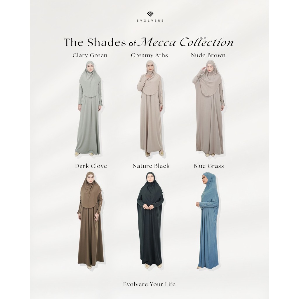 Evolvere - Mecca Set Abaya dan Bergo Muslim Rib Knit