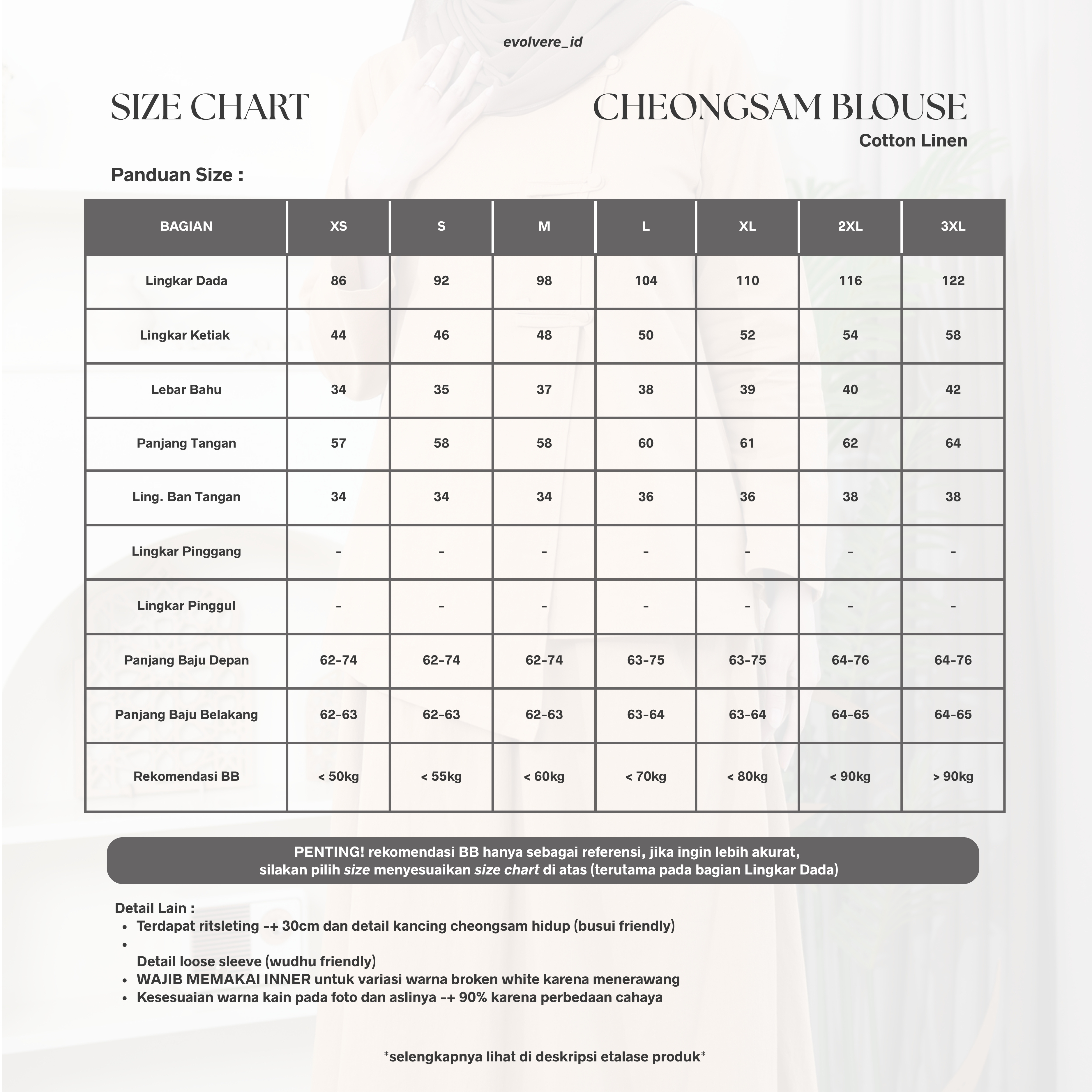 Evolvere - Yuina Blouse Top Cheongsam Linen Premium ( Atasan Saja )