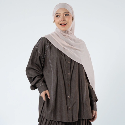 Evolvere - Kayla Shirt Kemeja Oversize Denim Luxe (Atasan Saja)
