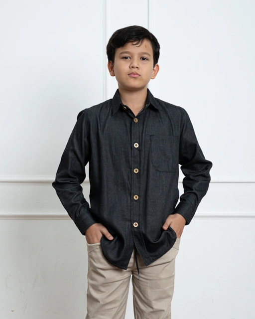 Image of Evolvere - DHARMA Shirt Kemeja Denim Anak Lengan Panjang