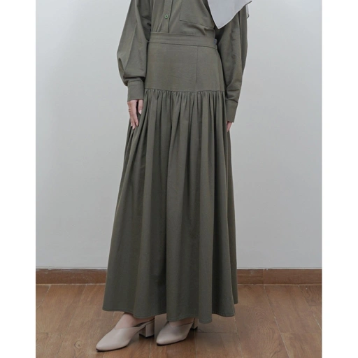 Image of Evolvere - Kayla Skirt Linen Highwaist Anti Buncit Rok Ruffle ( ROK SAJA )
