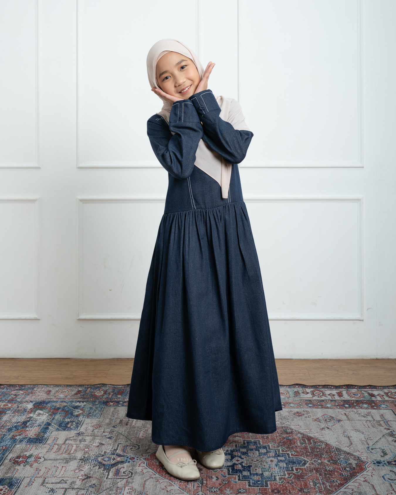 Evolvere - Arum Kids Denim Dress Anak Perempuan Untuk Lebaran Sarimbit Keluarga