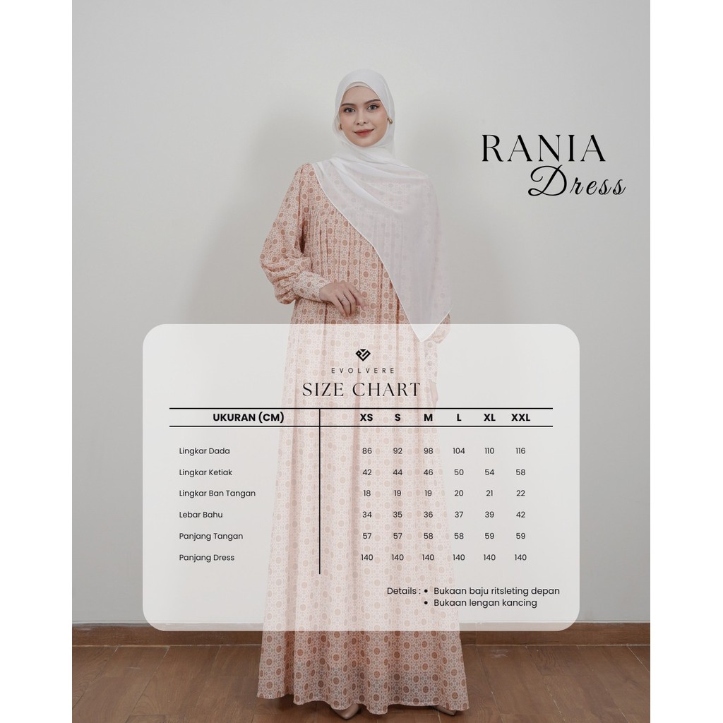 Evolvere - Rania Dress Motif Gamis Lebaran Friendly ( Dress Saja )