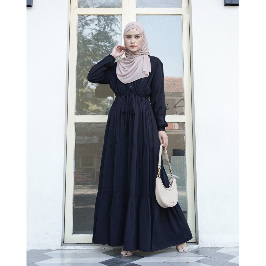 Miza Label - Haifa Dress Rayon Fashion Muslim Gamis Wanita Polos Busui Friendly All Size