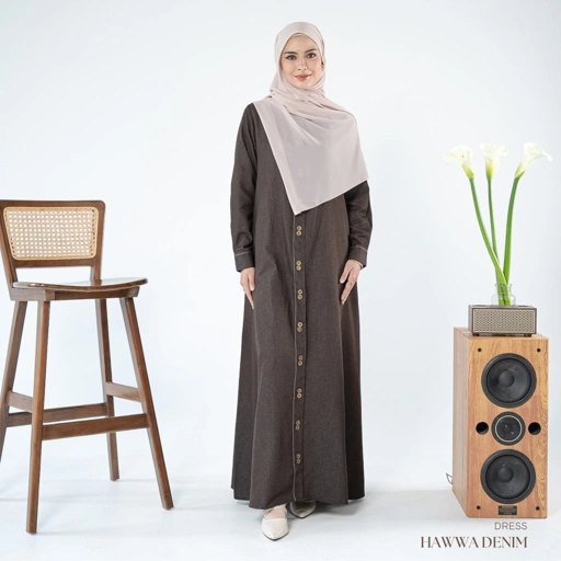 Evolvere - Hawwa Denim Dress Gamis Muslim Kekinikinian