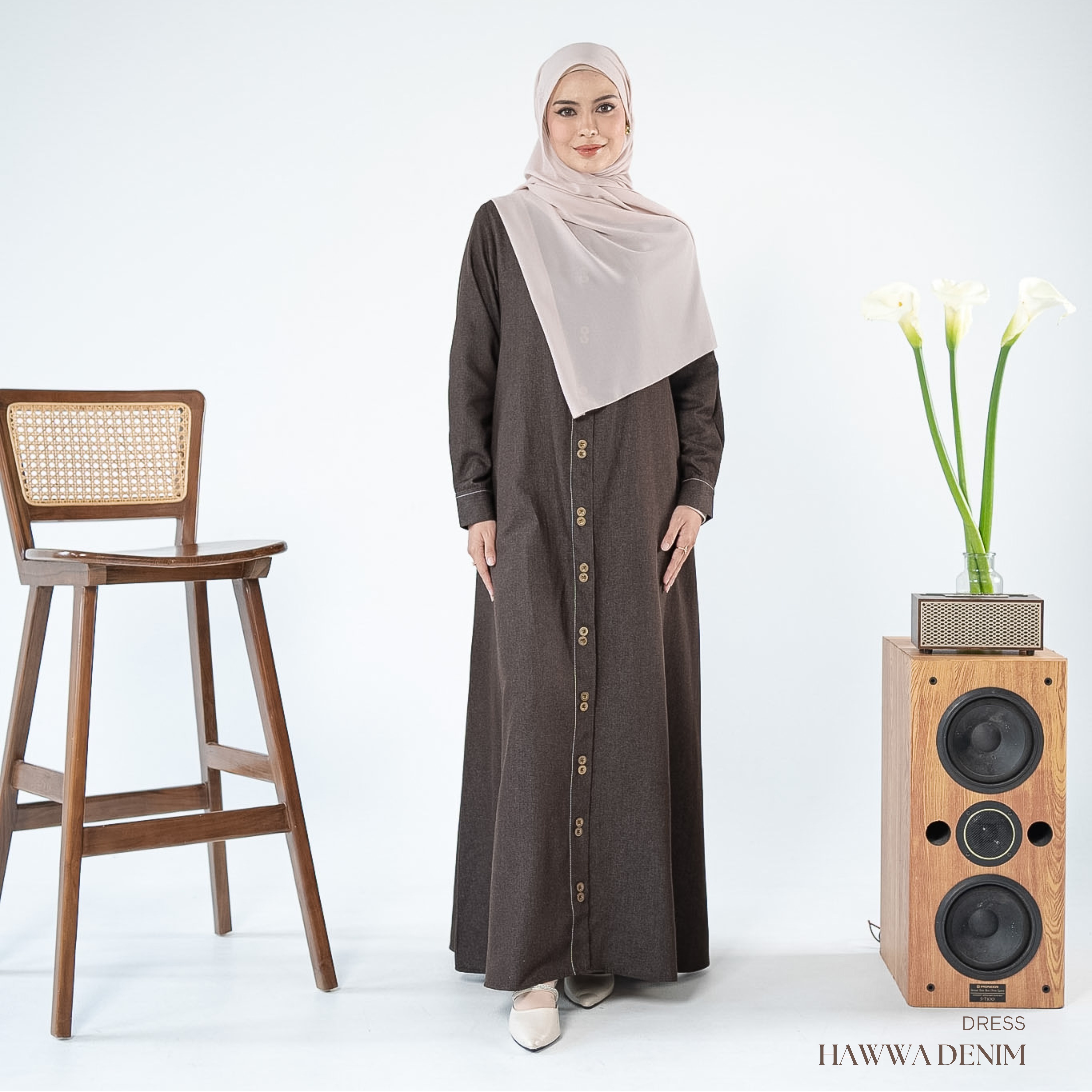 Evolvere - Hawwa Denim Dress Gamis Muslim Kekinikinian