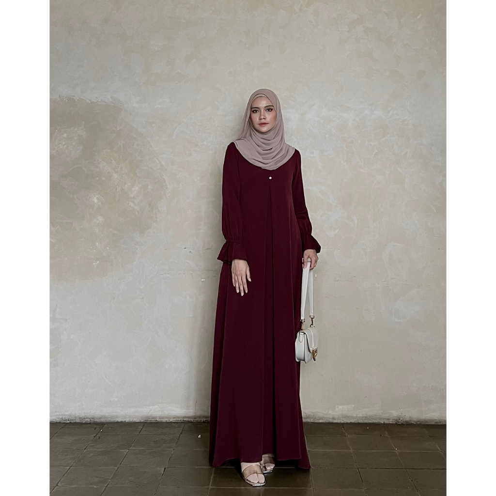 Evolvere - Airin Dress Shine Lux Fashion Gamis Muslim Wanita Busui Friendly (A)