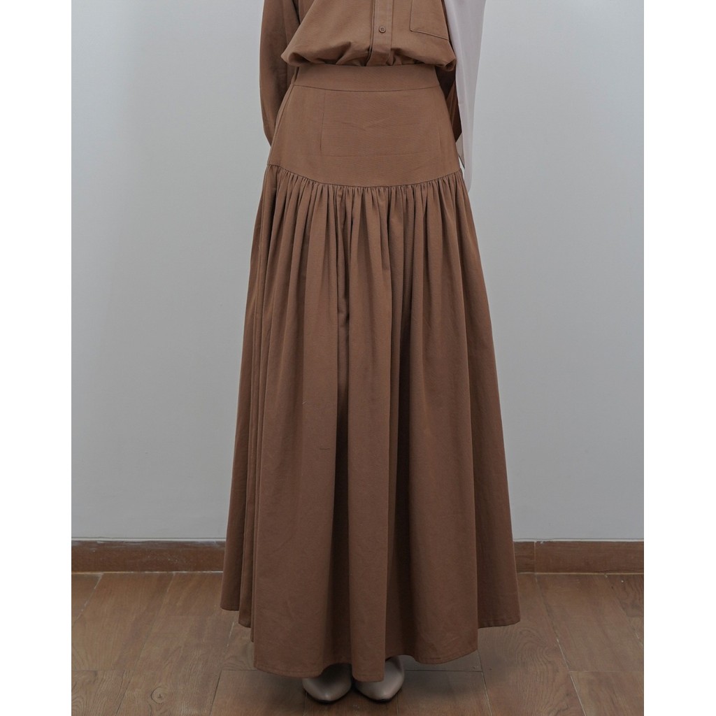 Evolvere - Kayla Skirt Linen Highwaist Anti Buncit Rok Ruffle ( ROK SAJA )