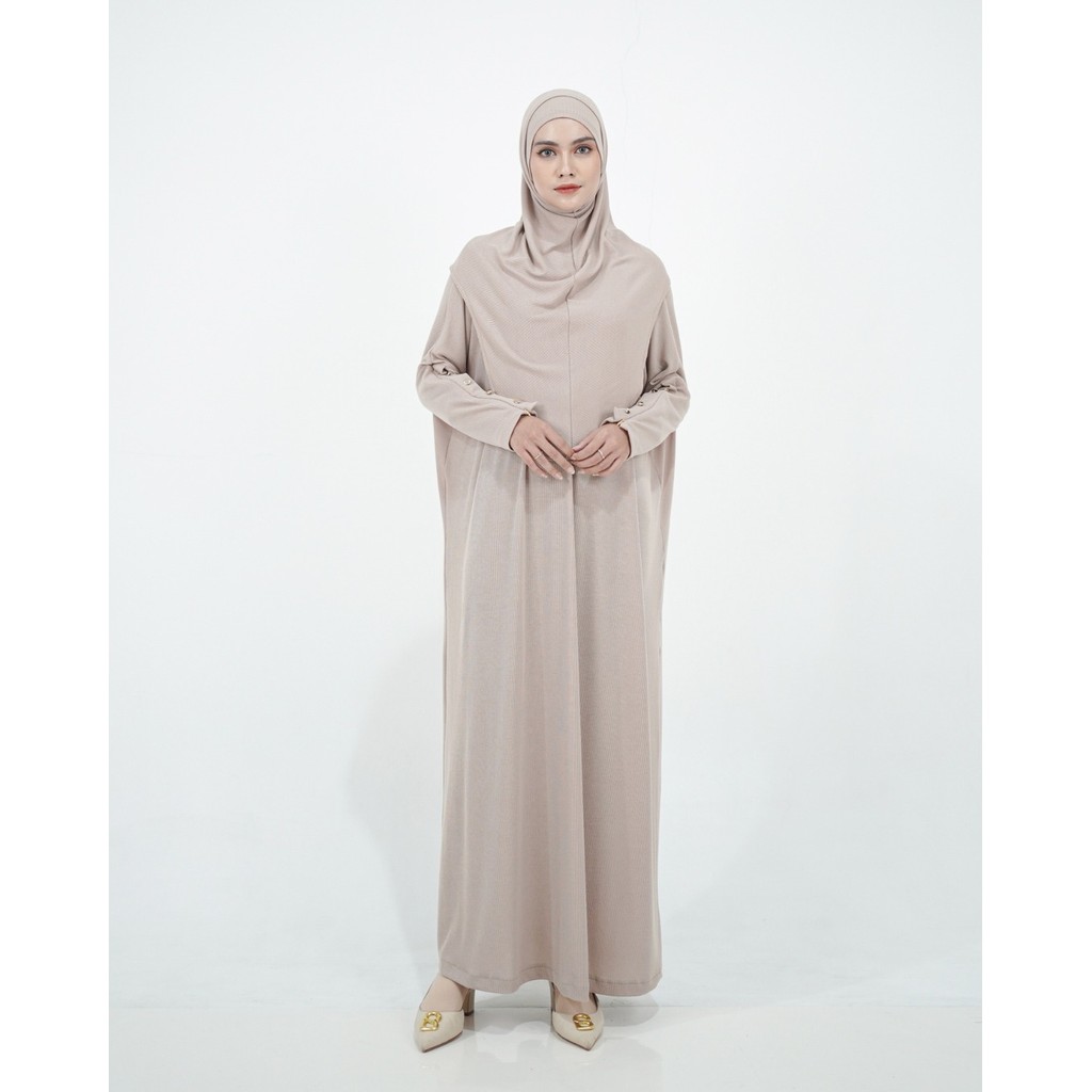 Evolvere - Mecca Set Abaya dan Bergo Muslim Rib Knit