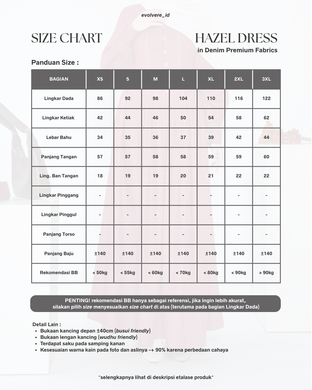 Evolvere - Hazel Denim Luxe ( pita ) Gamis Muslim Wanita