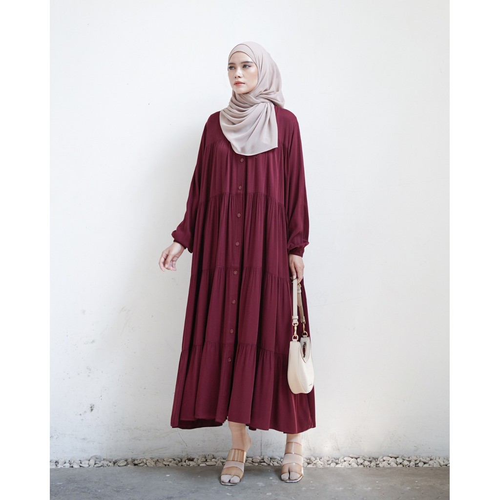 Miza Label - Saiqa Dress Rayon Fashion Muslim Gamis Wanita Polos Busui Friendly All Size