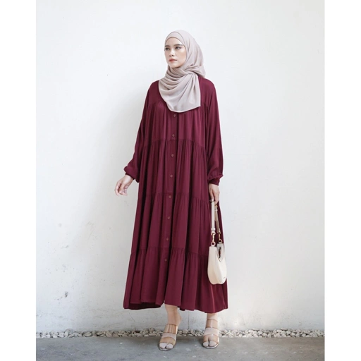 Image of Miza Label - Saiqa Dress Rayon Fashion Muslim Gamis Wanita Polos Busui Friendly All Size