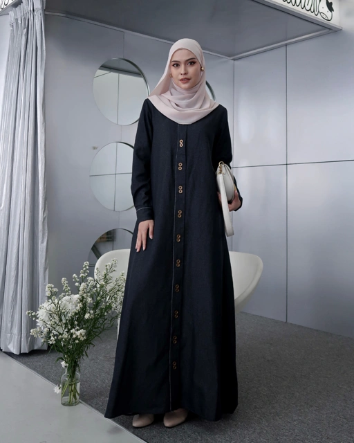 Image of Evolvere - Hawwa Denim Dress Gamis Muslim Kekinikinian
