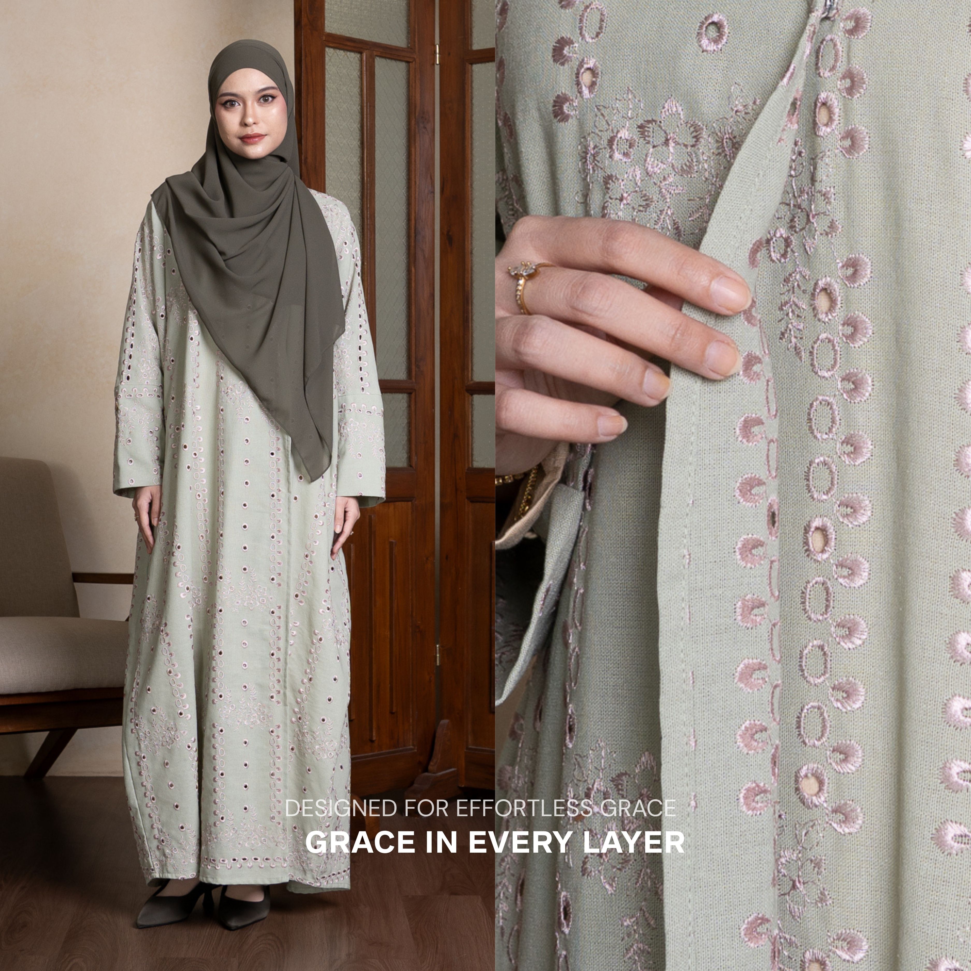 Evolvere - ZAREEN Abaya Outer Motif Bordir Bunga
