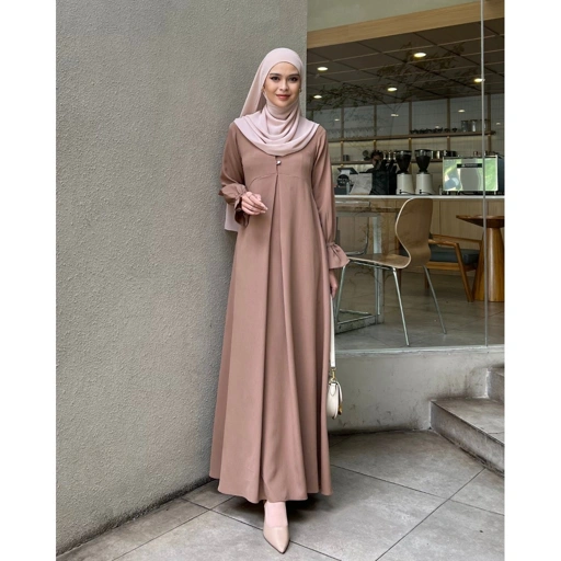 Image of Evolvere - Airin Dress Shine Lux Fashion Gamis Muslim Wanita Busui Friendly (A)