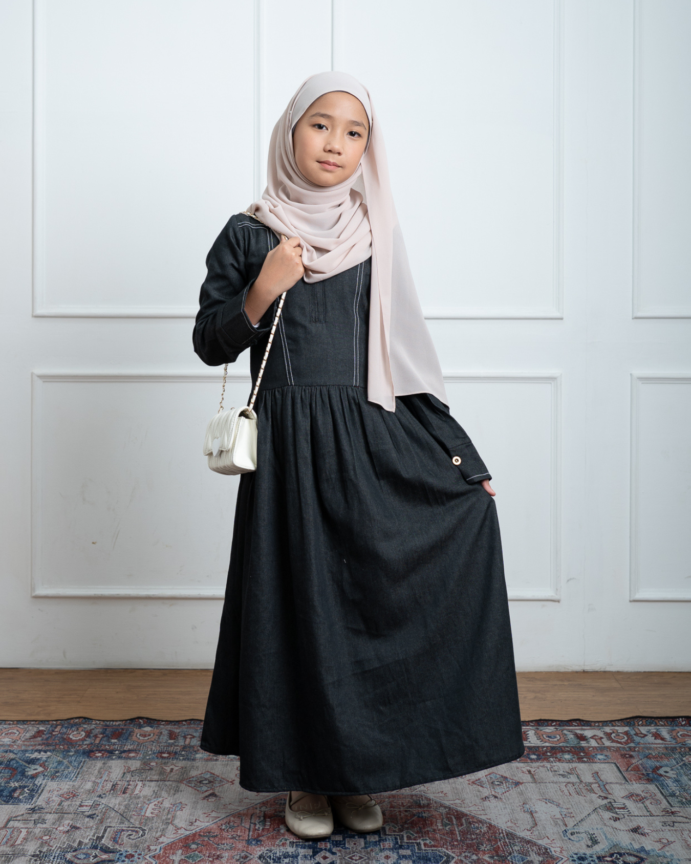 Evolvere - Arum Kids Denim Dress Anak Perempuan Untuk Lebaran Sarimbit Keluarga