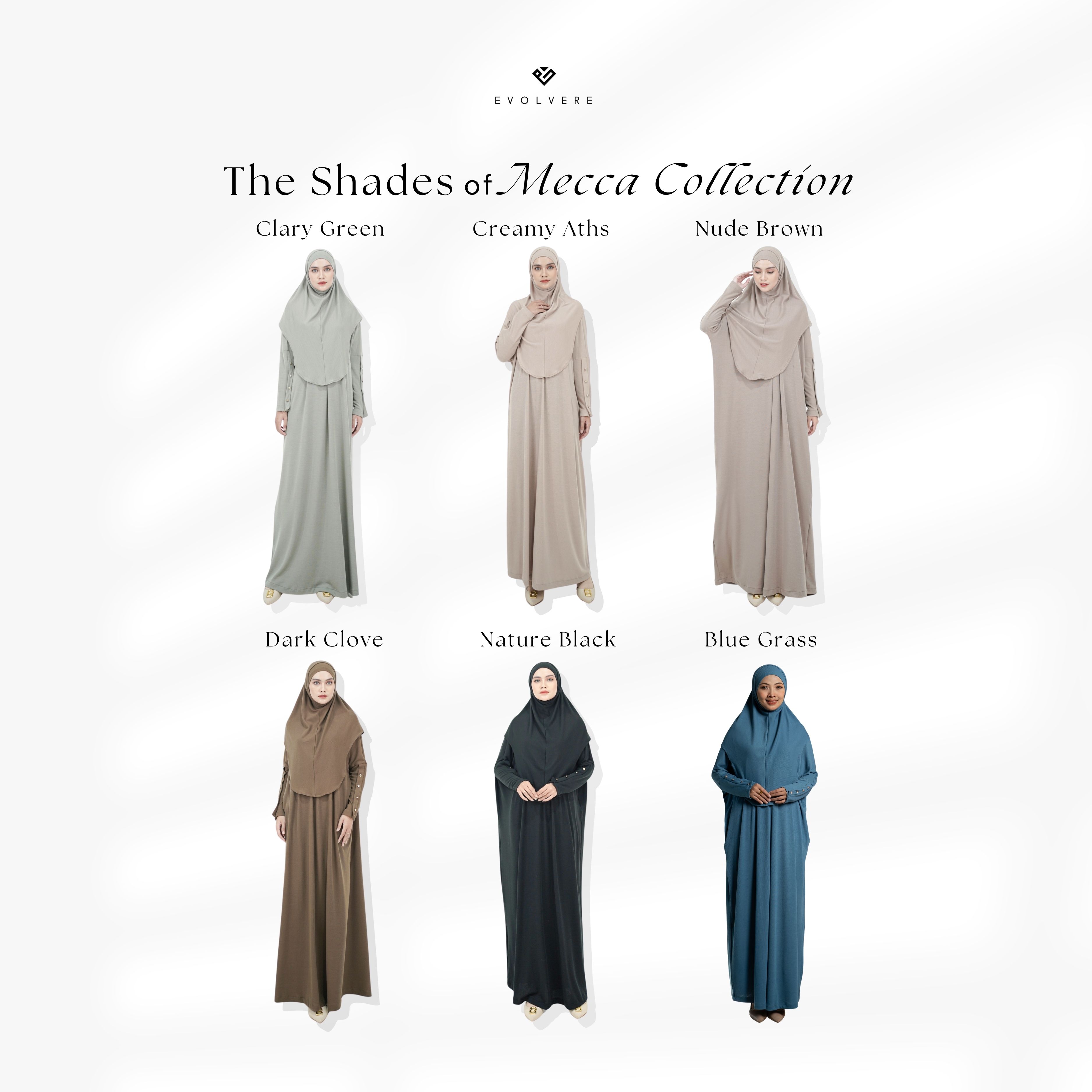 Evolvere - Mecca Abaya Set Dengan Bergo Daily Abaya Muslim NEW