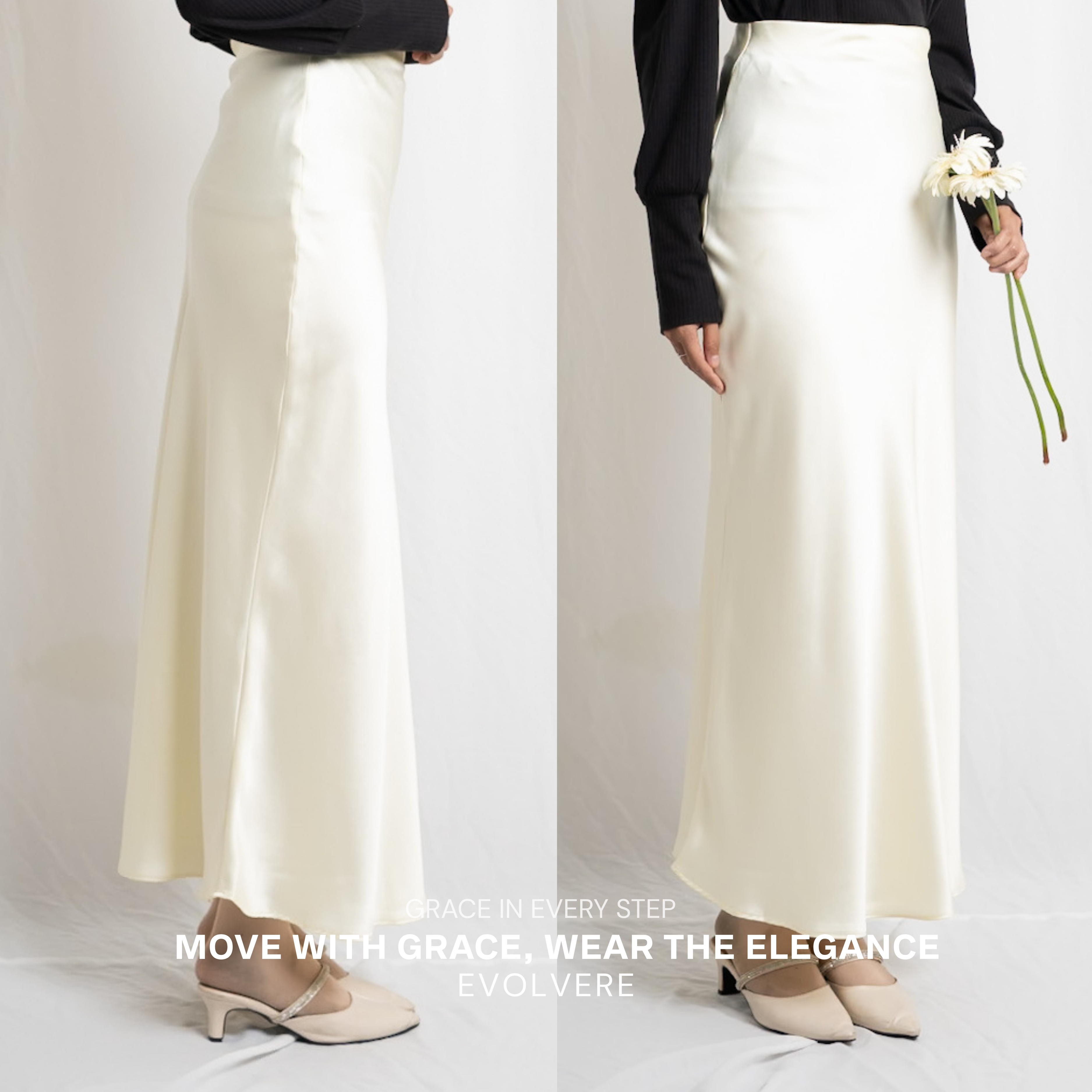 Evolvere - Zaina Midi Skirt Rok Silk Model Mermaid