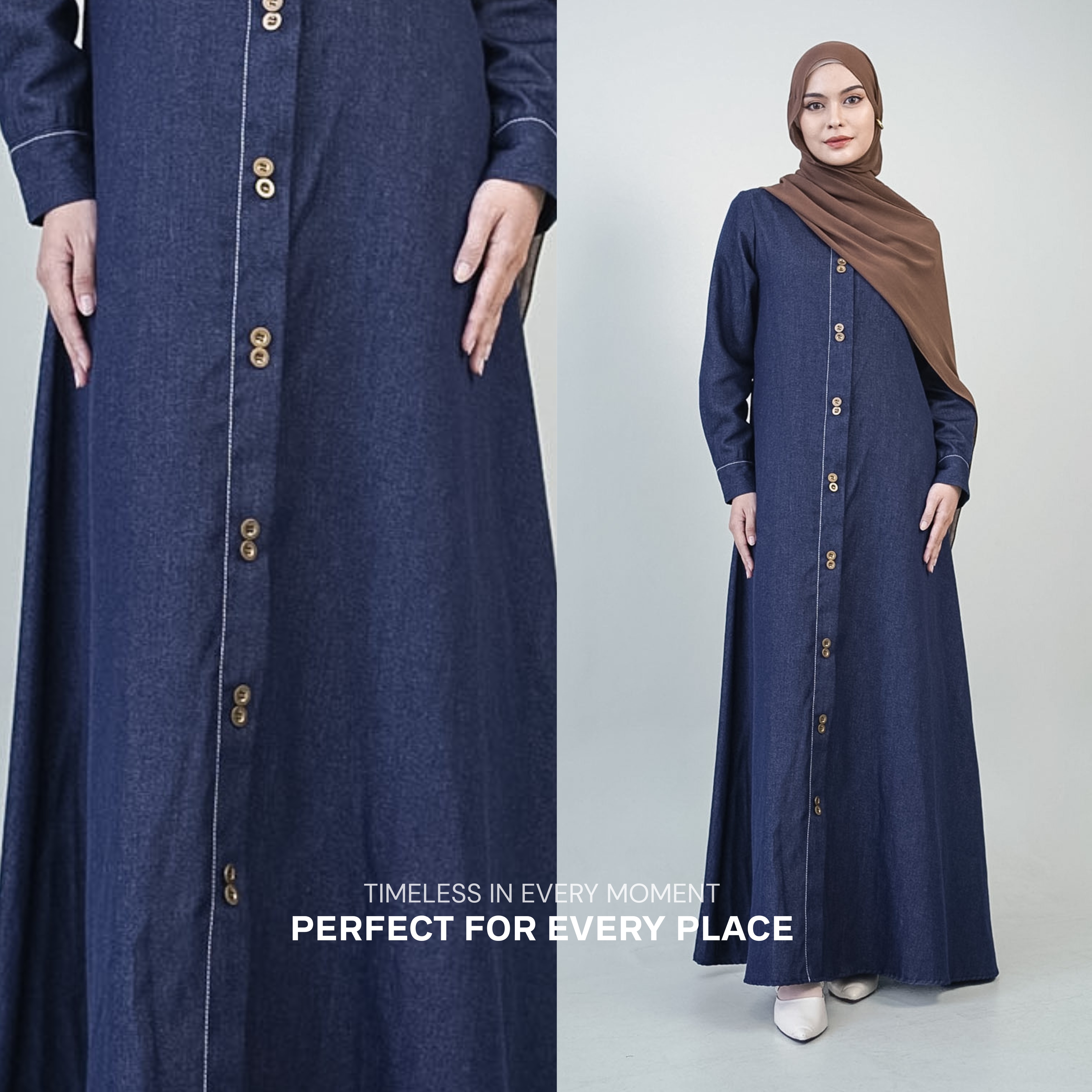 Evolvere - Hawwa Denim Dress Gamis Muslim Kekinikinian